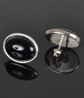 Øresticker i Sterling sølv med store ovale sorte Onyx.